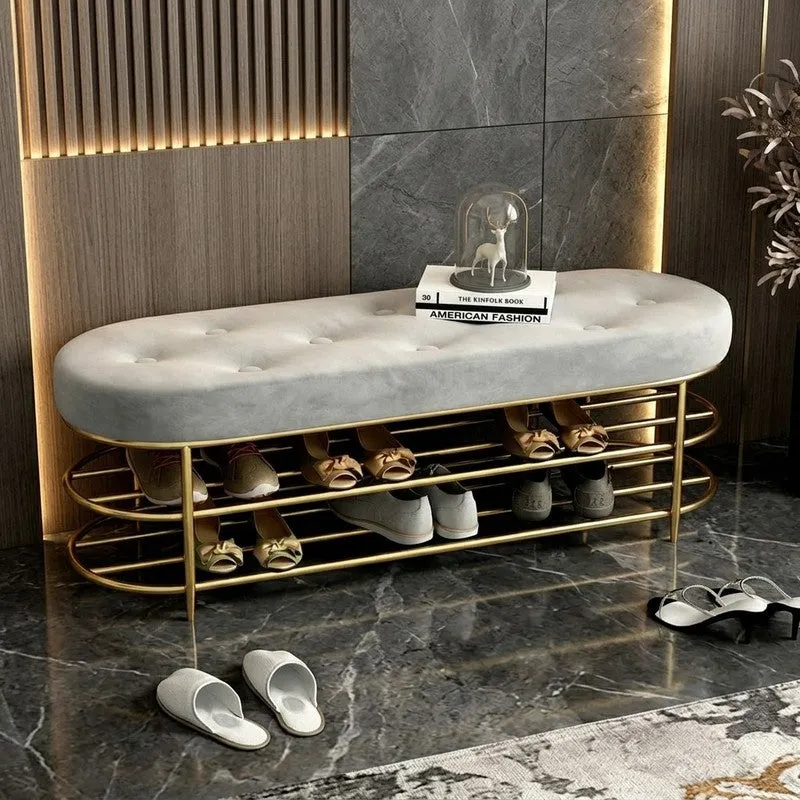 Tall Metal Shoe Rack - Gold,Grey media 1