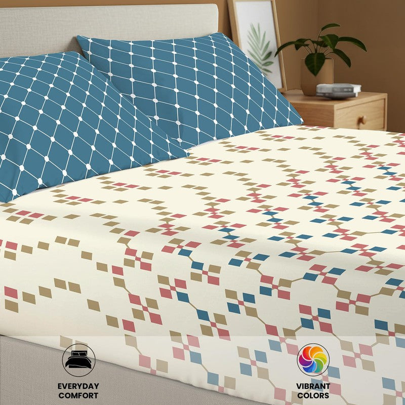 Urban Space GeoDot Cotton Bedsheet (Blue) - 144 TC media 6