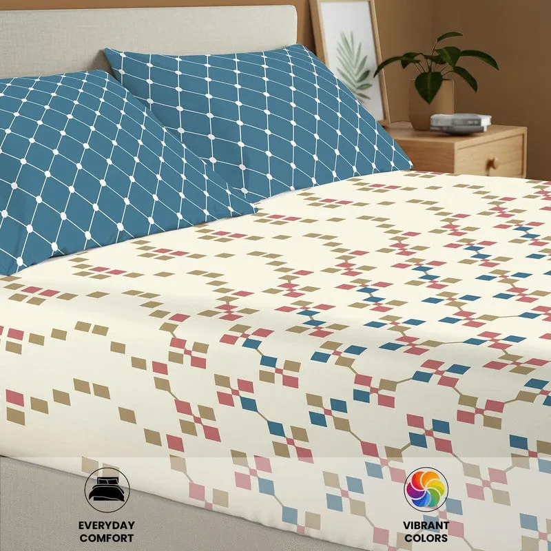 Urban Space GeoDot Cotton Bedsheet (Blue) - 144 TC media 6