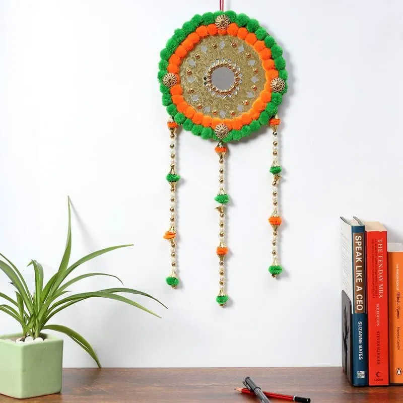 Round Festive Latkan - Orange & Green media 1
