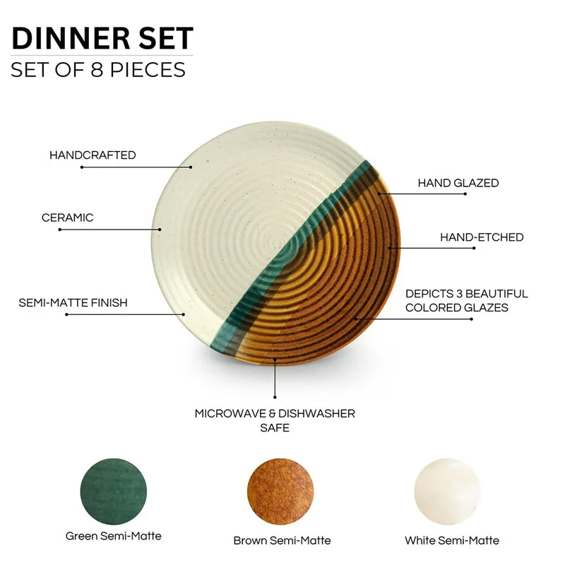 Cinnamon Grove Handcrafted Ceramic Dinner Set (120 mL Each) - 8 Piece Set media 4