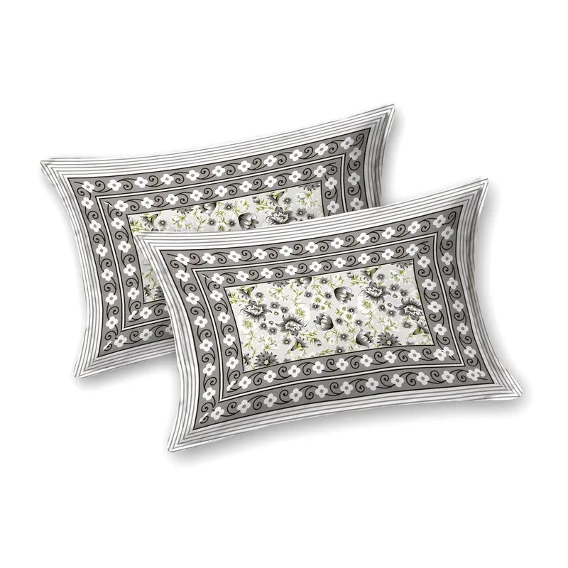 Artum Cotton Bedsheet (Grey,White) - 240 TC media 4