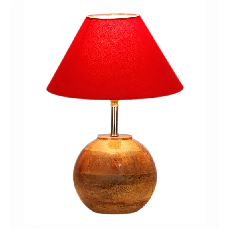 Auryon Cotton Table Lamp With Wooden Base - Red media 5