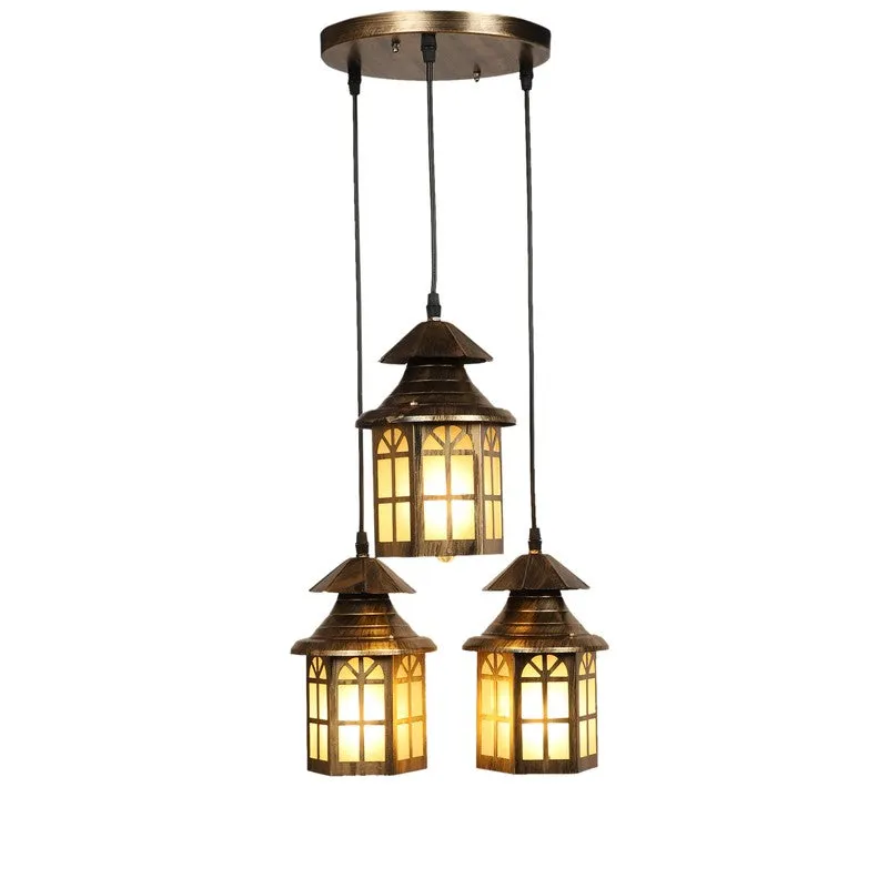 Vintage Iron & Glass Ceiling Lamp media 5