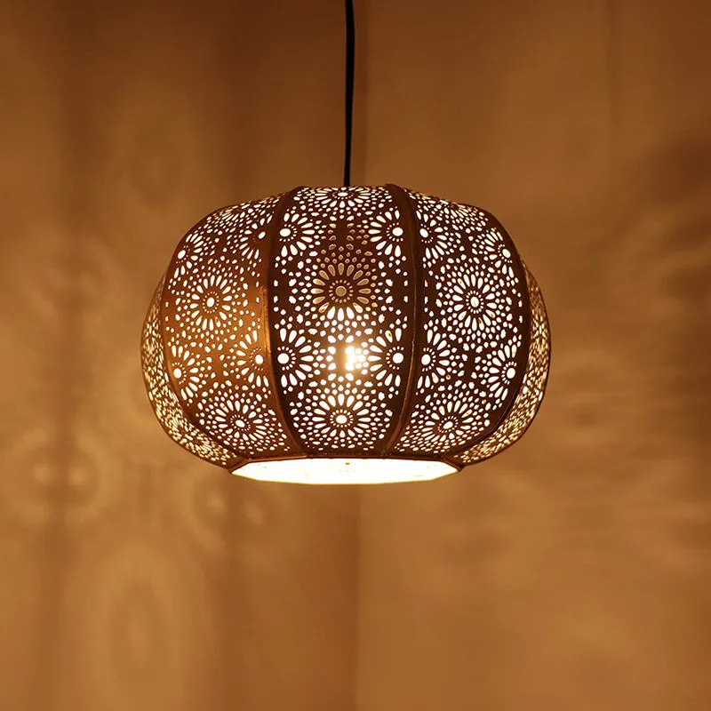 Jaali Chhaya Iron Ceiling Lamp - Gold media 1