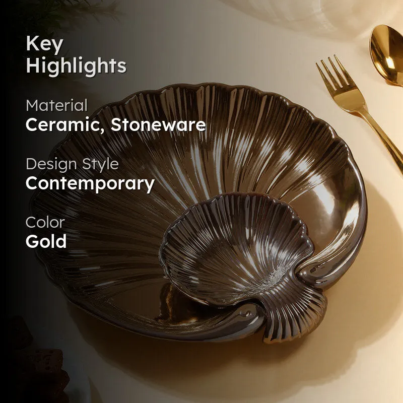Swirl Chip n Dip Ceramic Platter - Gold media 2
