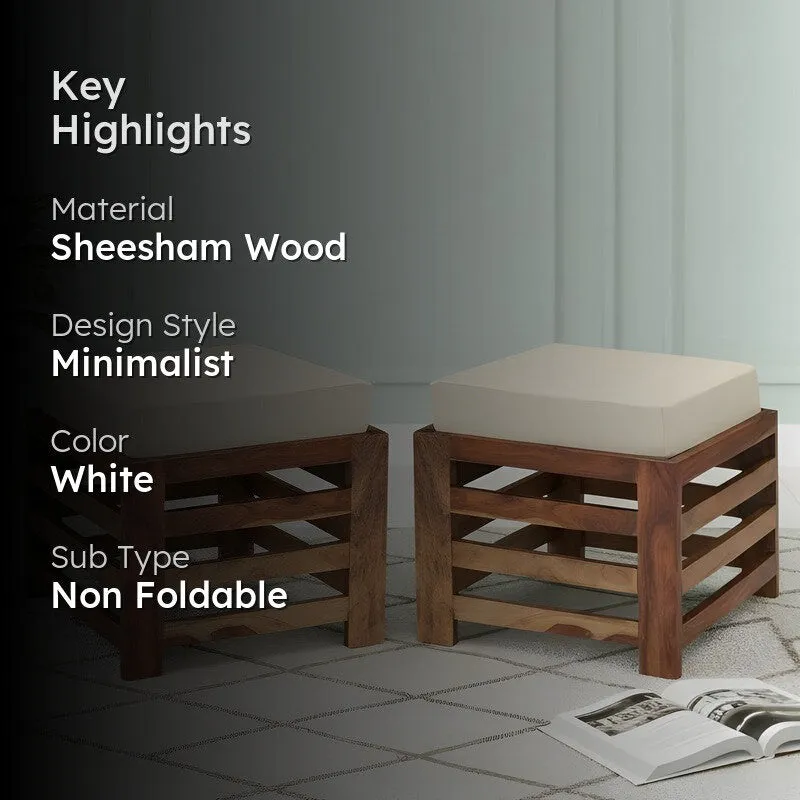 Synex Sheesham Wooden Bench with Cushions (White) - Four Piece Set media 2