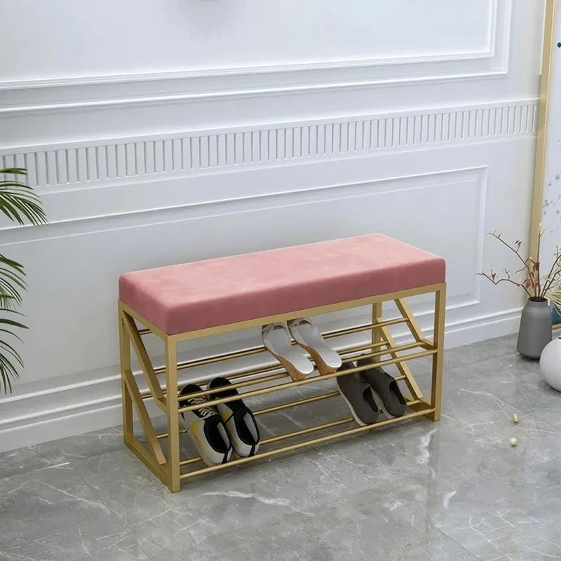 Robust Metal Shoe Rack - Gold,Maroon media 5