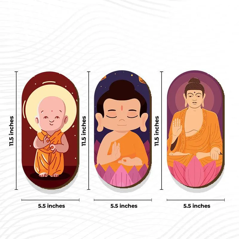 Little Zen Buddha Wood MDF Wall Hanging - Set Of Three media 7
