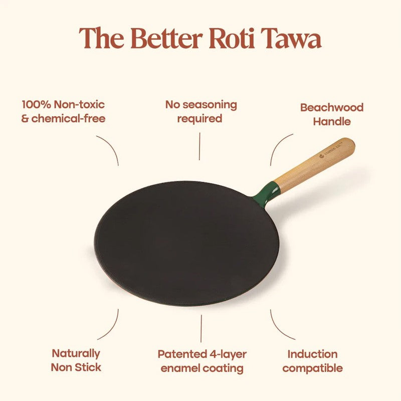 Cumin Co Enamel Cast Iron Roti Tawa - Green media 7