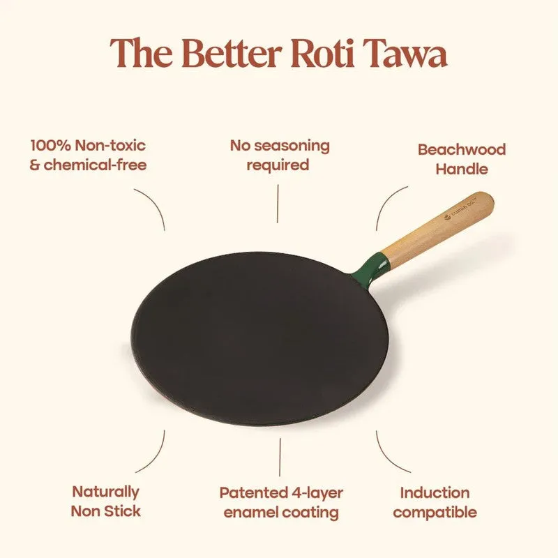 Cumin Co Enamel Cast Iron Roti Tawa - Green media 7