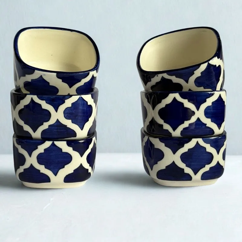 lanix Ceramic Dip Bowls (Blue,White ,50 mL Each) - Set Of Six media 5