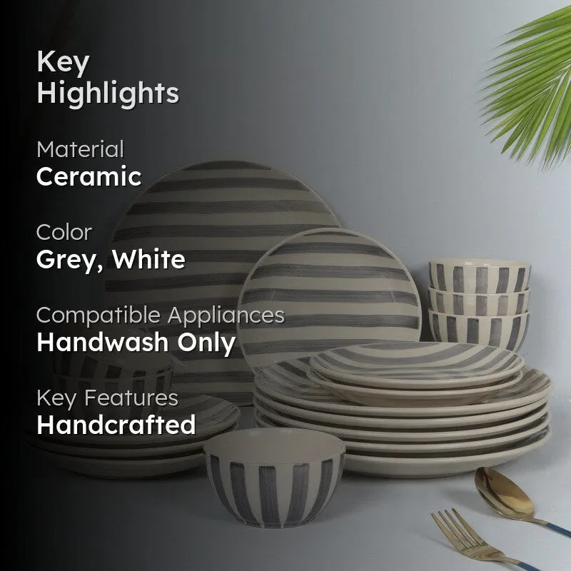 EasyServe Dining Set (Grey,White) - 18 Piece Set media 2