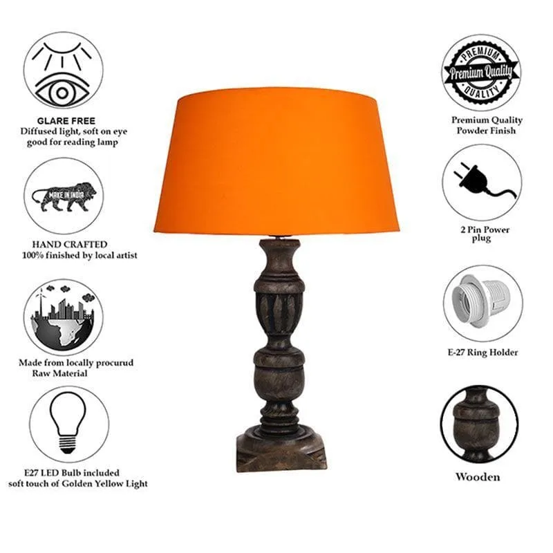 Aashna Fabric Table Lamp (Orange) - Set of Two media 6