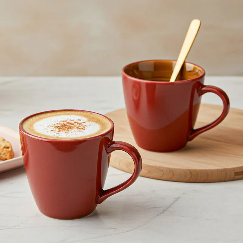 Karvaa Ceramic Coffee Mug (Red/350 mL Each) - Set Of Two media 1