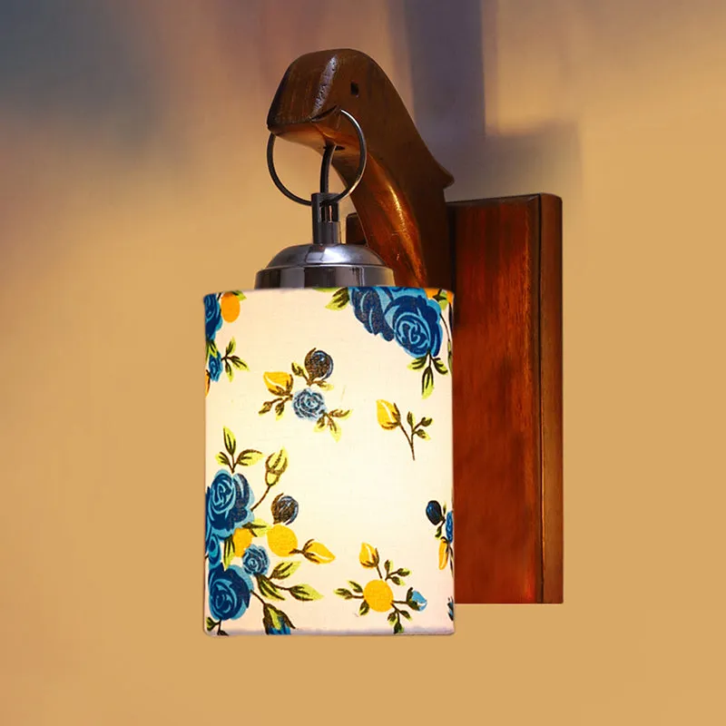 Estrella Printed Wooden Wall Lamp - Blue media 5