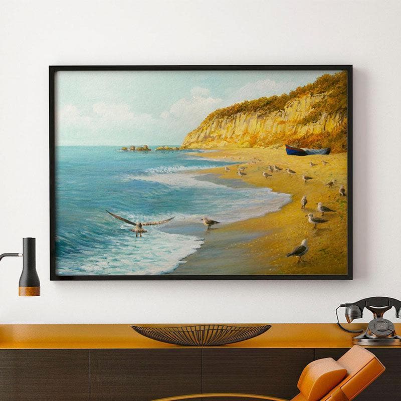 The Beach Canvas Wall Painting - Black Frame