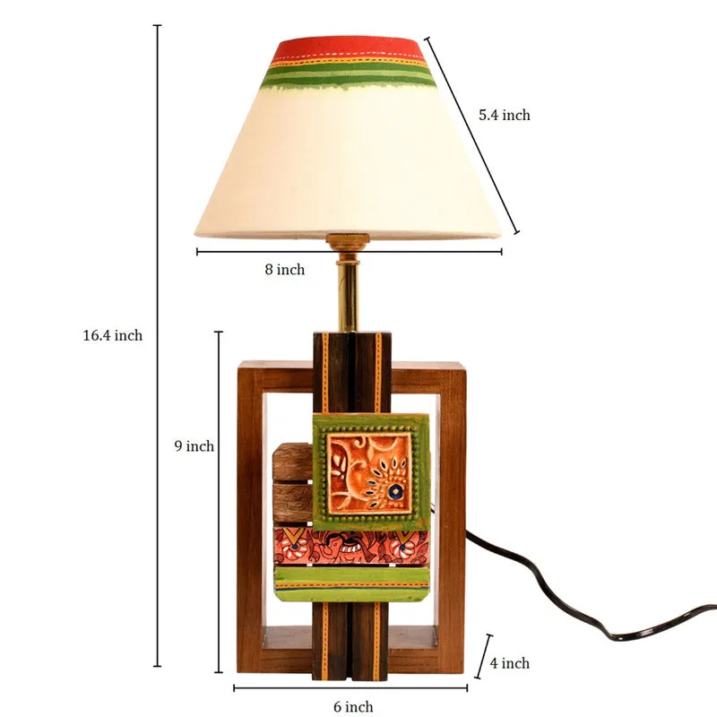Indira Handcrafted Wooden Table Lamp - Multicolor media 8