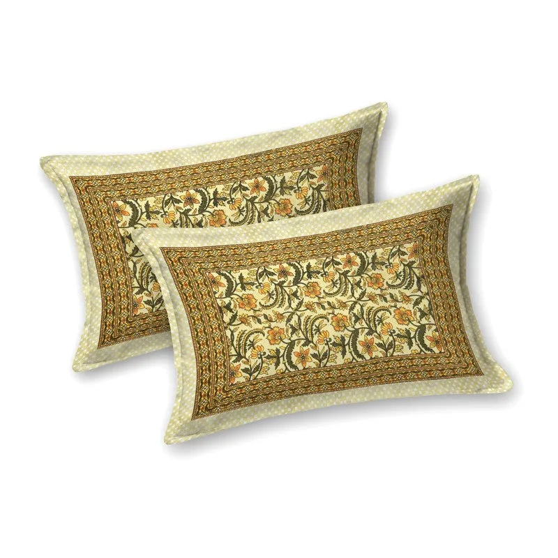Formio Cotton Bedsheet (Yellow,Orange) - 240 TC media 4