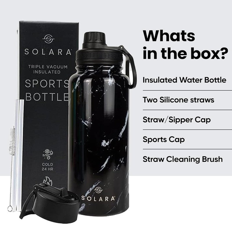 Solara Insulated Stainless Steel Bottle (1000 mL) - Black,White media 7