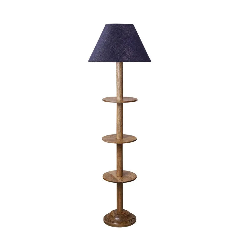 Vintage Glow Light Wooden Floor Lamp - Blue media 5