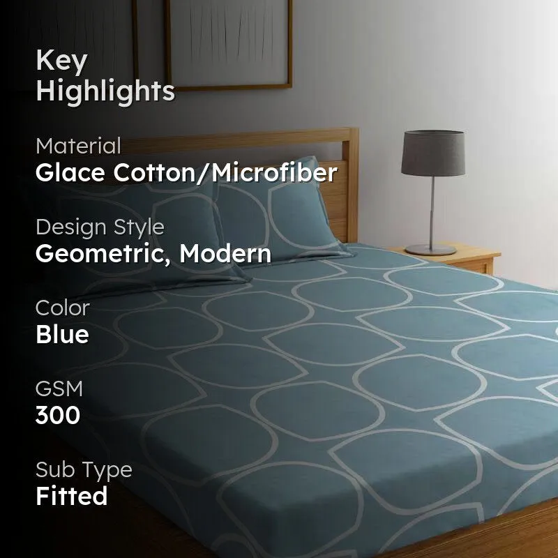 Circum Jive Fitted Microfiber Bedsheet (Sky Blue) - 300 GSM media 2
