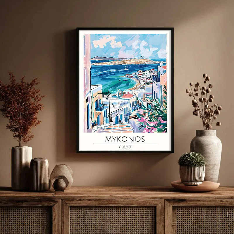 Vintage Mykonos Framed Canvas Wall Painting media 3