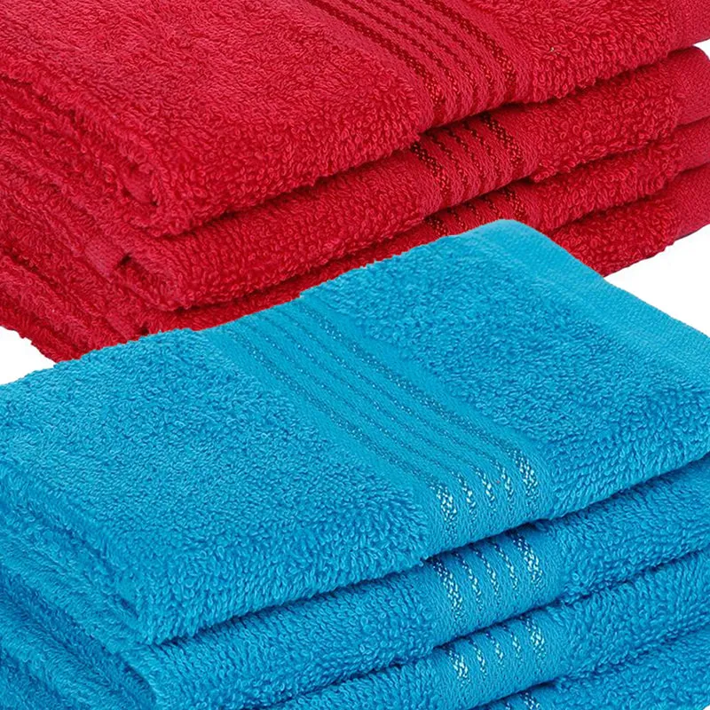 Bodil Face Towel (Red,Sky Blue) - Set Of Eight media 4