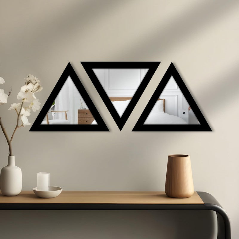 Apex Triangle Wall Mirrors (Black) - Set Of Three