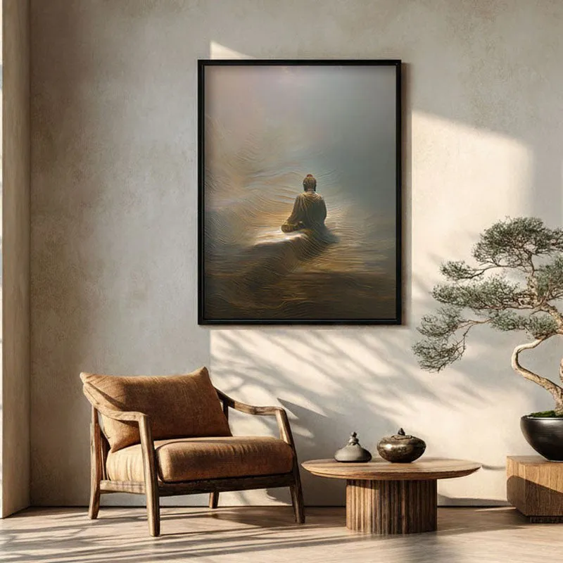 Buddha In Tranquil Harmony I Archival Paper Wall Painting With Black Frame media 1