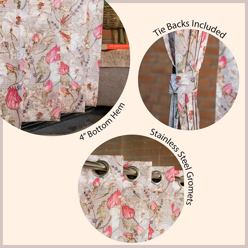 Urban Space Flora Nova Curtain (Grey Sheer) - Set Of Two media 6