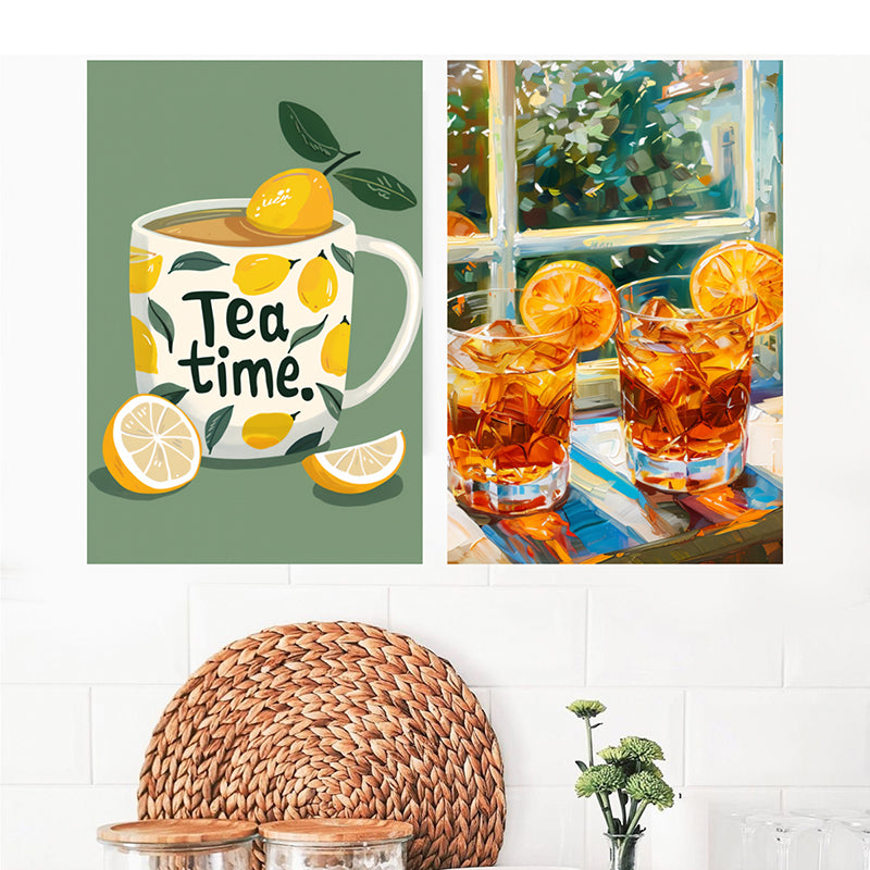 Sunshine & Tea Wall Painting - Set Of Two