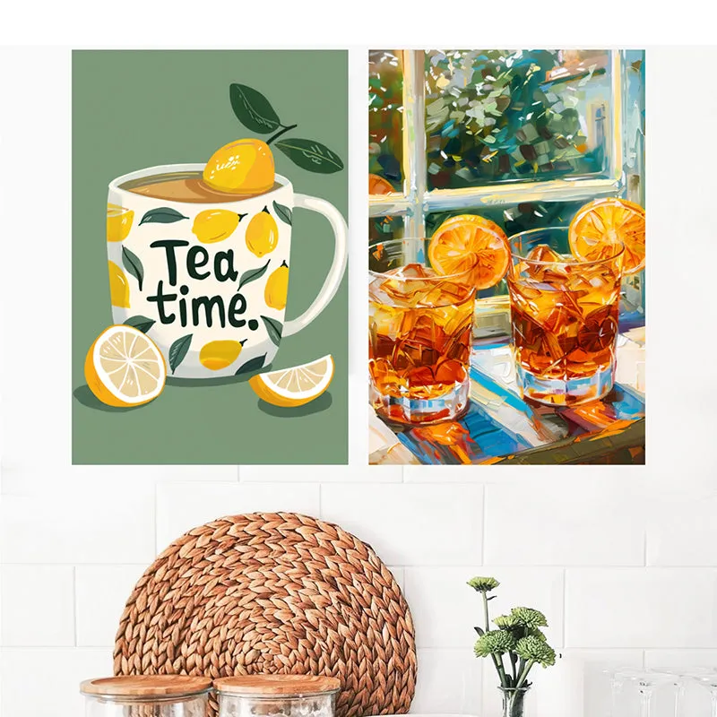 Sunshine & Tea Wall Painting - Set Of Two media 1
