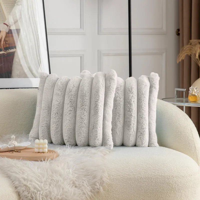 Stripe Luxe Cushion Cover Set (Off (White) - Set Of Two media 3