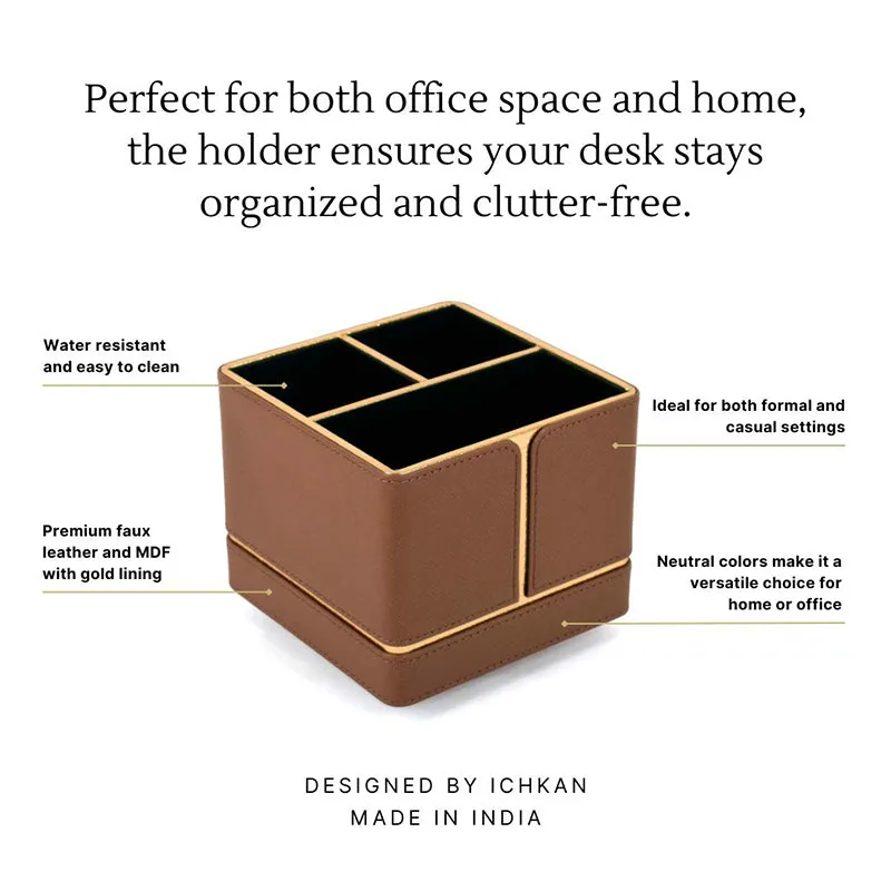 Ceastra Faux Leather Desk Organizer - Brown media 3