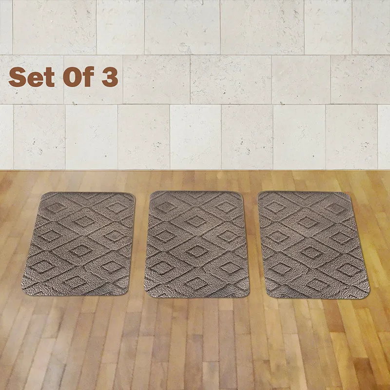 Zella Anti Skid Bath Mat (Brown) - Set Of Three media 1