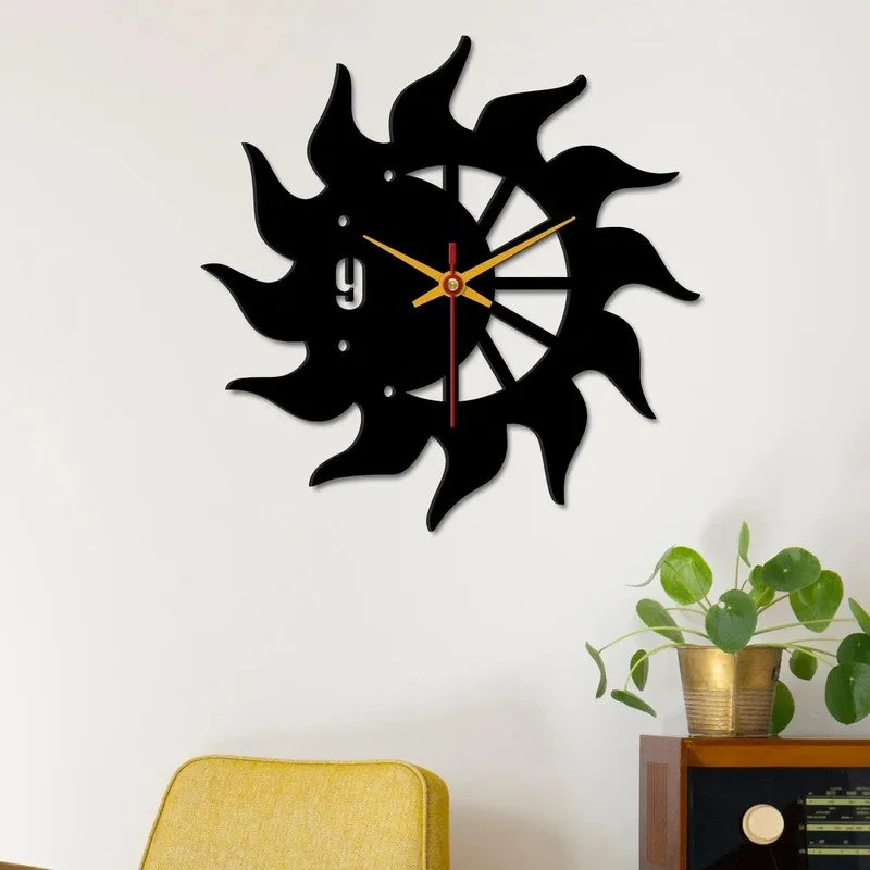 Sunray Glow Wooden Wall Clock media 4
