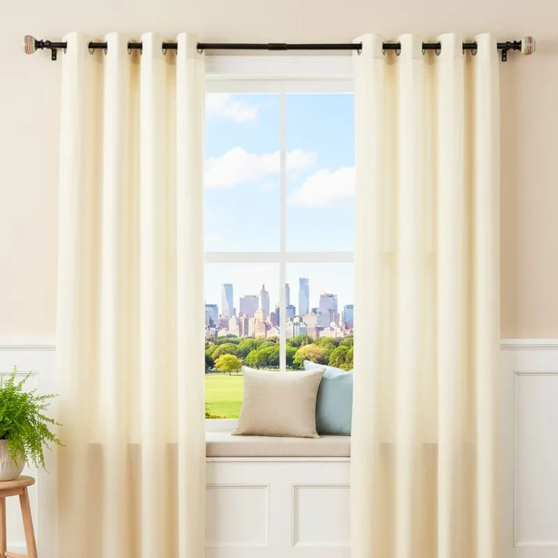 Spirella Extendable 1" Single Curtain Rods With Round Finial & Brackets media 4