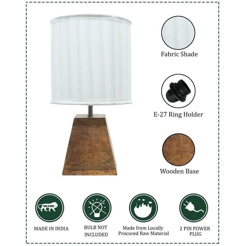 Pyramid Perfection Pleated Fabric Table Lamp - White,Brown media 6