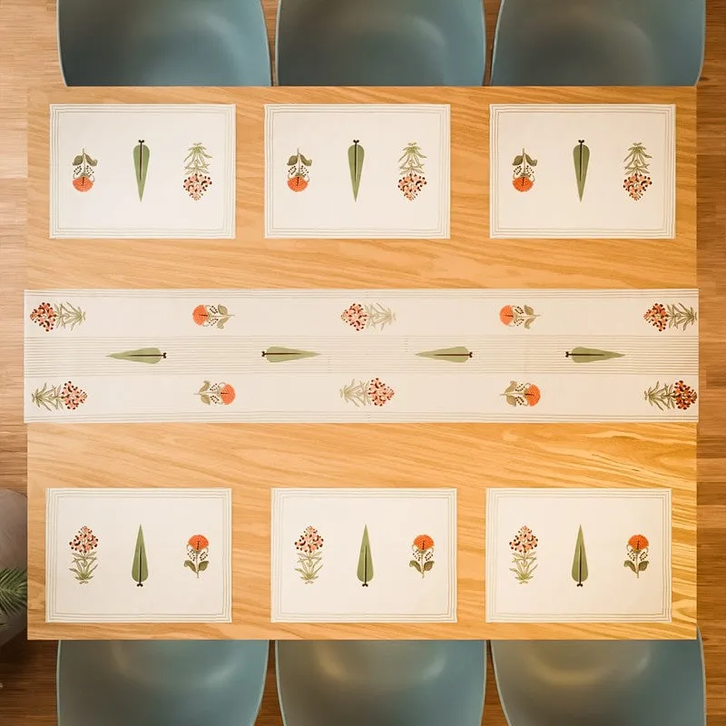 Bloomscape Cotton Table Linen Set (Orange) - Seven Piece Set media 3