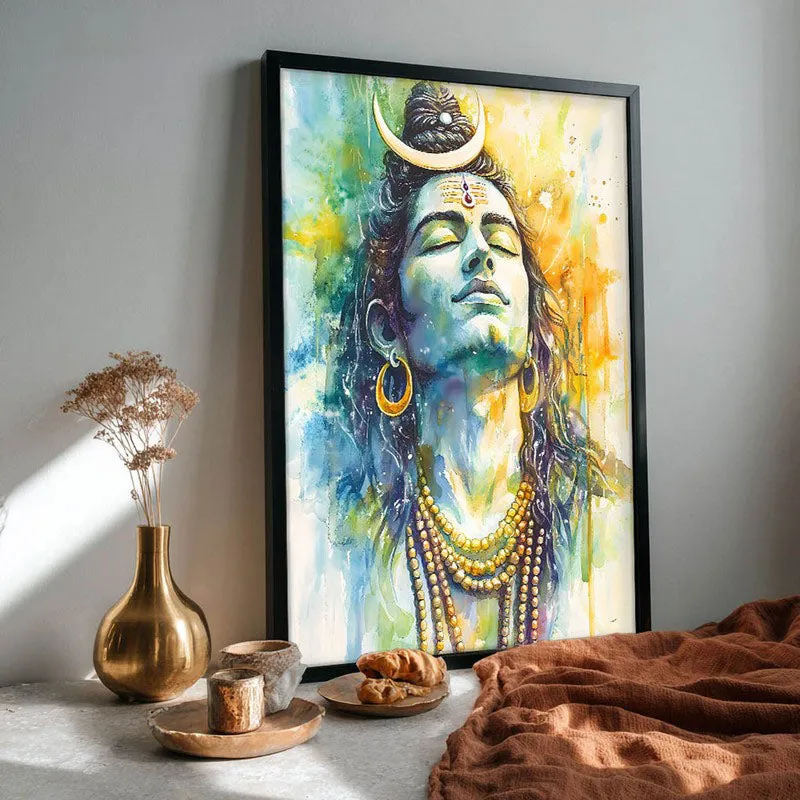 Shri Dakshinamurthi Spiritual Archival Paper Wall Painting With Frame - Black media 4