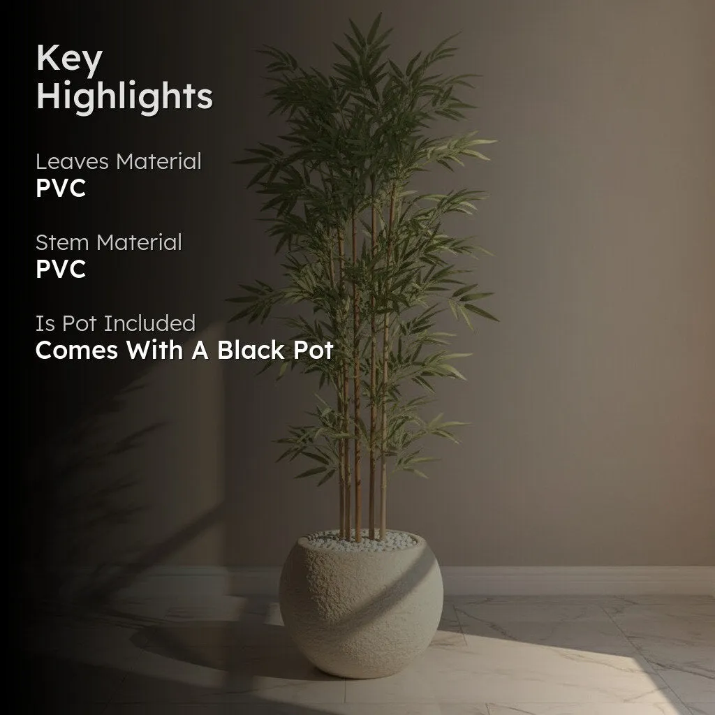 Botanith Artificial Bamboo Plant With Black Fiber Pot - 5.9 Feet media 2