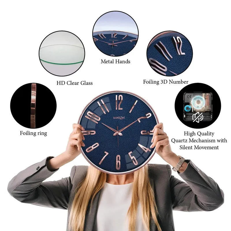 Elite Numeric Plastic Wall Clock - Blue & Rose Gold media 7