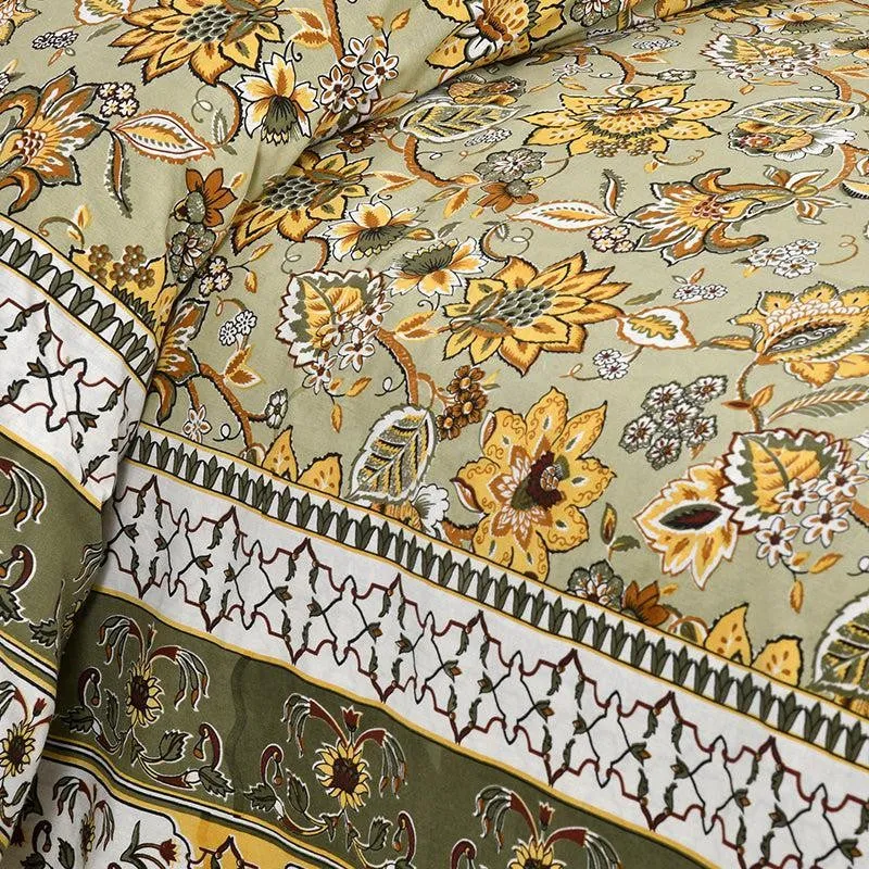 Roomitaa Printed Cotton Bedsheet (Green) - 160 TC media 3