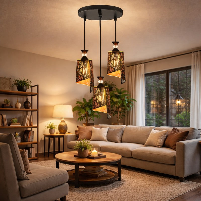 Ornate Glow Metal Cluster Ceiling Lamp
