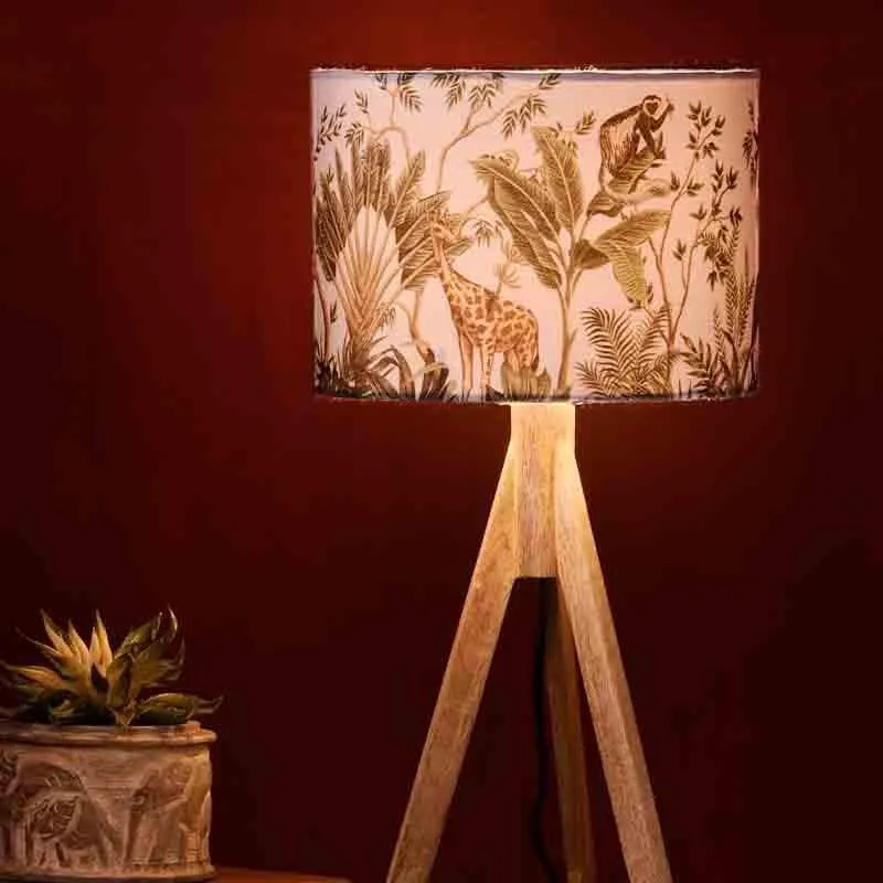 African Life Fabric Table Lamp - Multicolor media 1