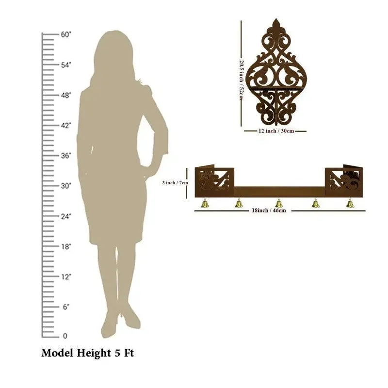Celestial Prayer Mandir with Shelf (Brown) media 6