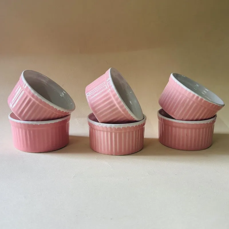 Ceramic Dessert Bowls (Pink,150 mL Each) - Set Of Six media 5