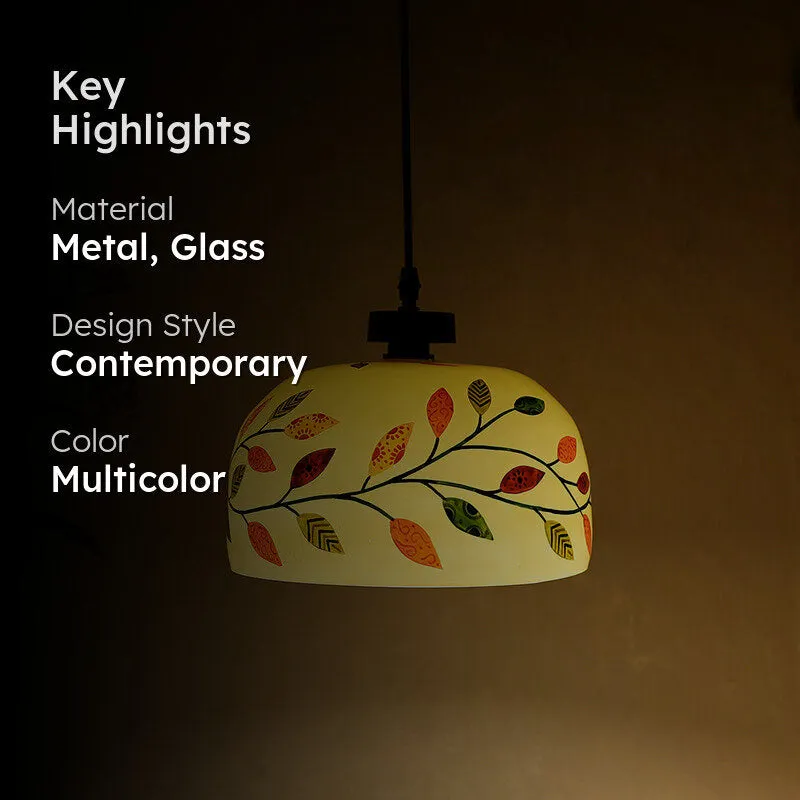 Amber Ivy Hand Painted Glass Hanging Lamp media 2
