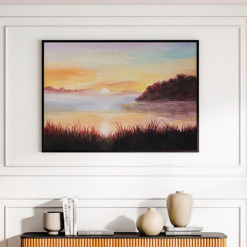 Coniferous Forest Canvas Wall Painting - Black Frame